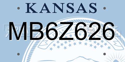MB6Z626 Kansas License Plate
