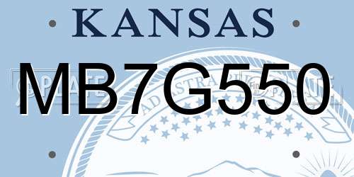 MB7G550 Kansas License Plate