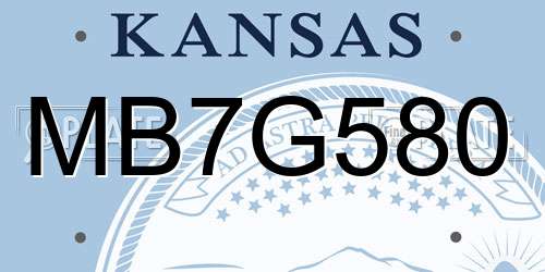 MB7G580 Kansas License Plate
