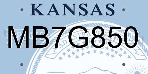 MB7G850 Kansas License Plate