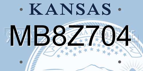 MB8Z704 Kansas License Plate