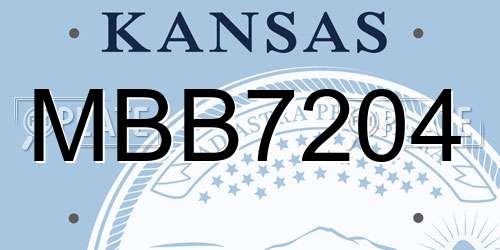MBB7204 Kansas License Plate