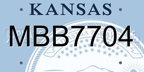MBB7704 Kansas License Plate