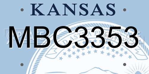MBC3353 Kansas License Plate