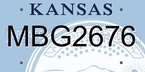 MBG2676 Kansas License Plate