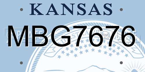 MBG7676 Kansas License Plate