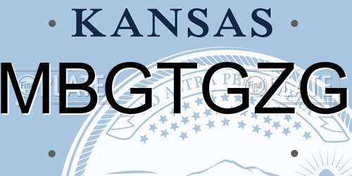 MBGTGZG Kansas License Plate