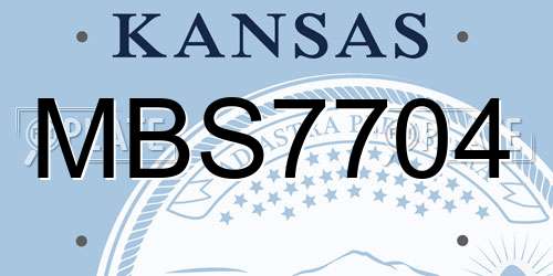 MBS7704 Kansas License Plate