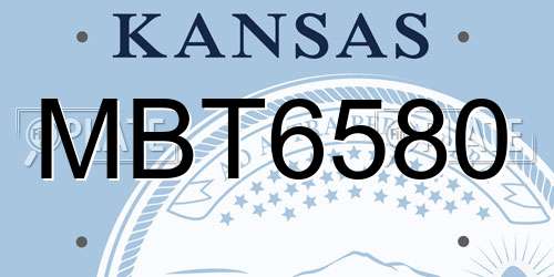 MBT6580 Kansas License Plate