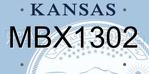 MBX1302 Kansas License Plate