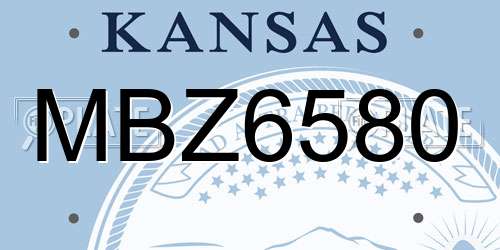 MBZ6580 Kansas License Plate