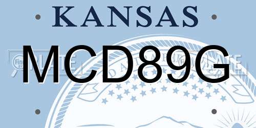 MCD89G Kansas License Plate