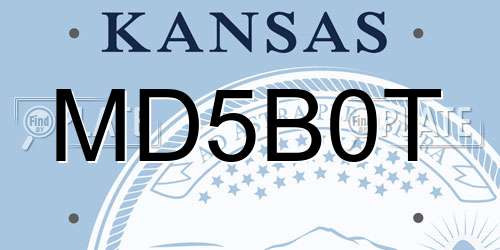 MD5B0T Kansas License Plate