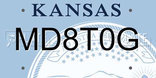 MD8T0G Kansas License Plate