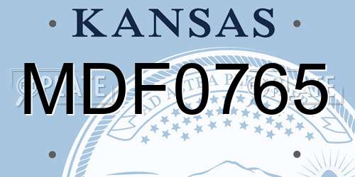 MDF0765 Kansas License Plate