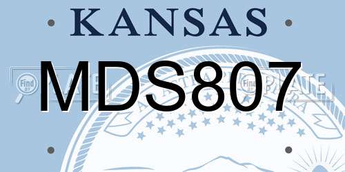 MDS807 Kansas License Plate