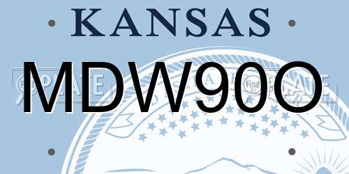 MDW90O Kansas License Plate