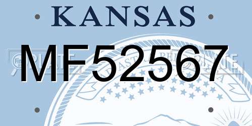 MF52567 Kansas License Plate