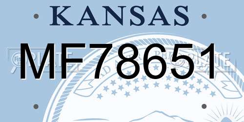 MF78651 Kansas License Plate