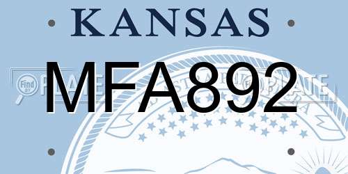 MFA892 Kansas License Plate