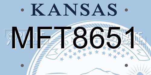 MFT8651 Kansas License Plate