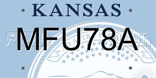 MFU78A Kansas License Plate