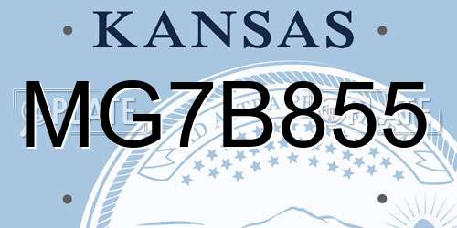 MG7B855 Kansas License Plate