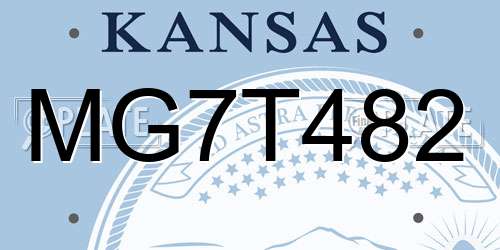 MG7T482 Kansas License Plate