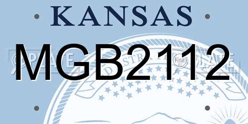 MGB2112 Kansas License Plate