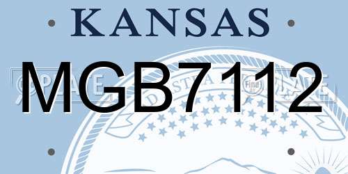 MGB7112 Kansas License Plate
