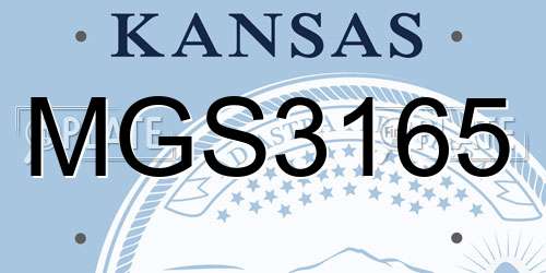 MGS3165 Kansas License Plate