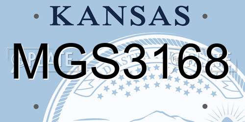 MGS3168 Kansas License Plate