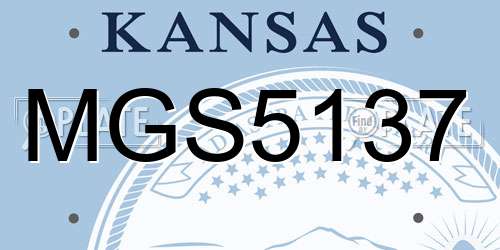 MGS5137 Kansas License Plate