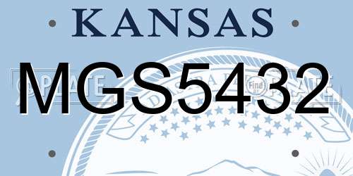 MGS5432 Kansas License Plate