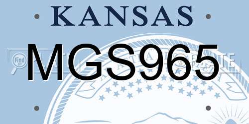 MGS965 Kansas License Plate
