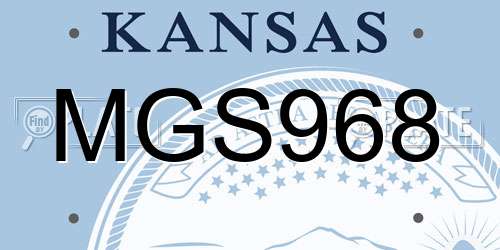 MGS968 Kansas License Plate