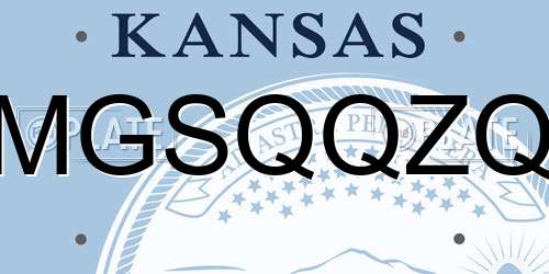 MGSQQZQ Kansas License Plate