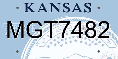 MGT7482 Kansas License Plate