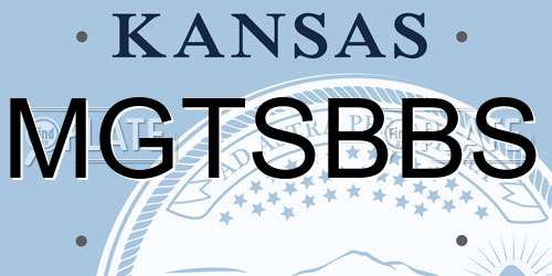 MGTSBBS Kansas License Plate