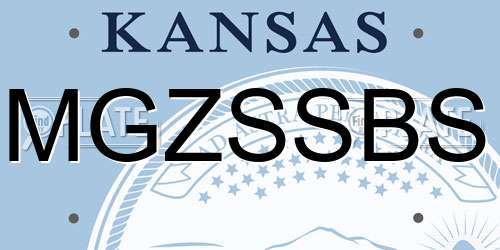 MGZSSBS Kansas License Plate