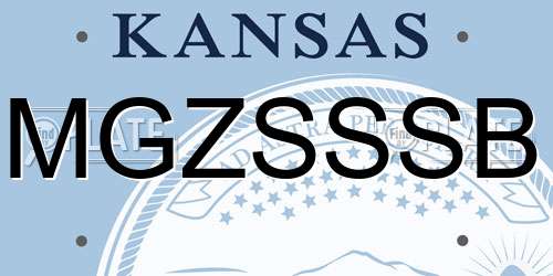MGZSSSB Kansas License Plate