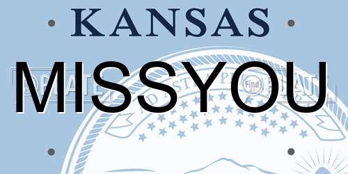 MISSYOU Kansas License Plate