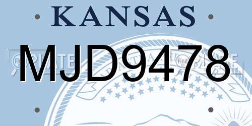 MJD9478 Kansas License Plate