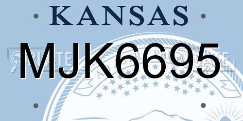 MJK6695 Kansas License Plate