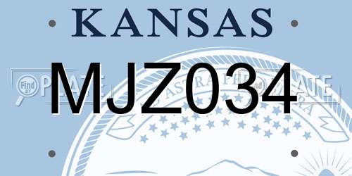 MJZ034 Kansas License Plate
