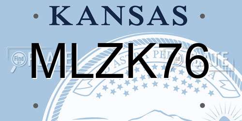 MLZK76 Kansas License Plate