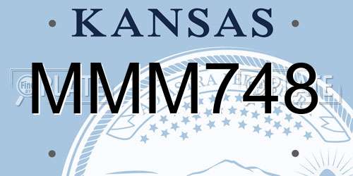MMM748 Kansas License Plate