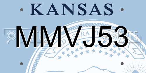 MMVJ53 Kansas License Plate