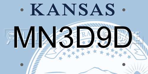 MN3D9D Kansas License Plate