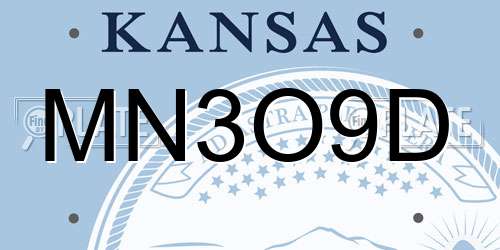 MN3O9D Kansas License Plate